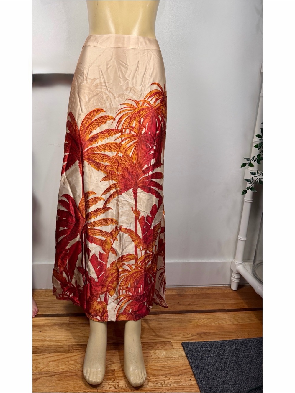 New Ann Taylor Tropical Silk Maxi Skirt Sz 8 Studio A-line Palms Beach NWT